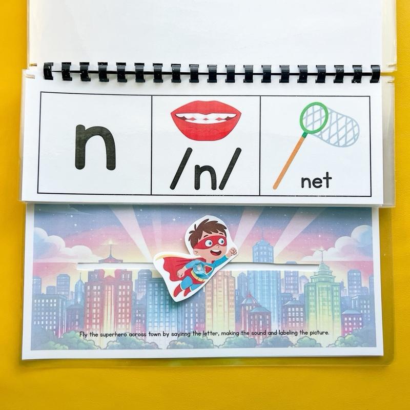 Slide & Say Superheroes: Alphabet Letter Sound & Beginning Phonics Book 