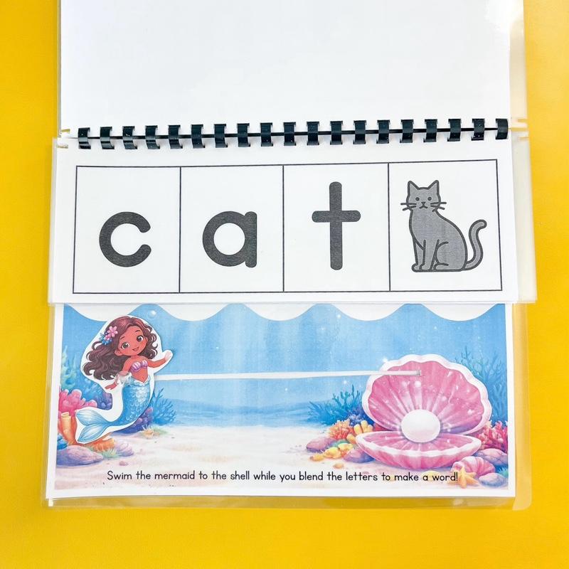 Mermaid Lagoon Blend & Read Interactive Laminated CVC Word Blending Book
