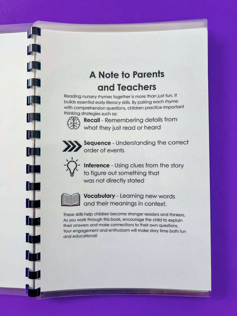 Rhyme Time Comprehension for Preschoolers and young children