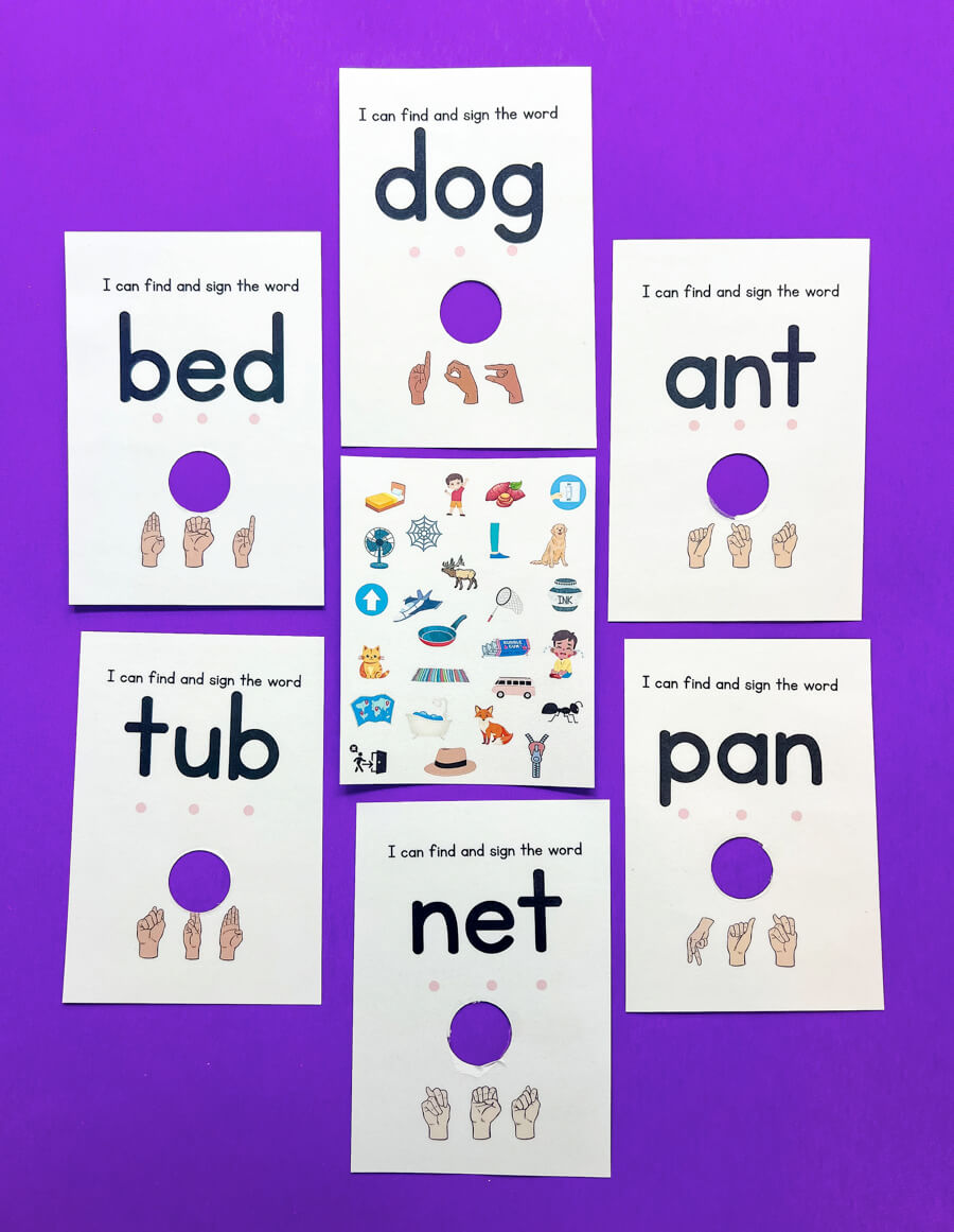 CVC search and find flashcards. Sound it. Sign it. See it.